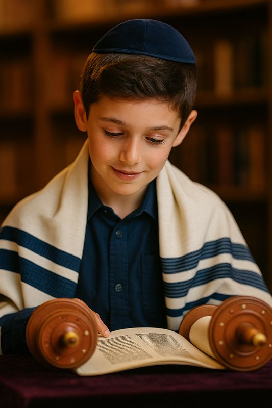 נער בר מצווה קורא בתורה